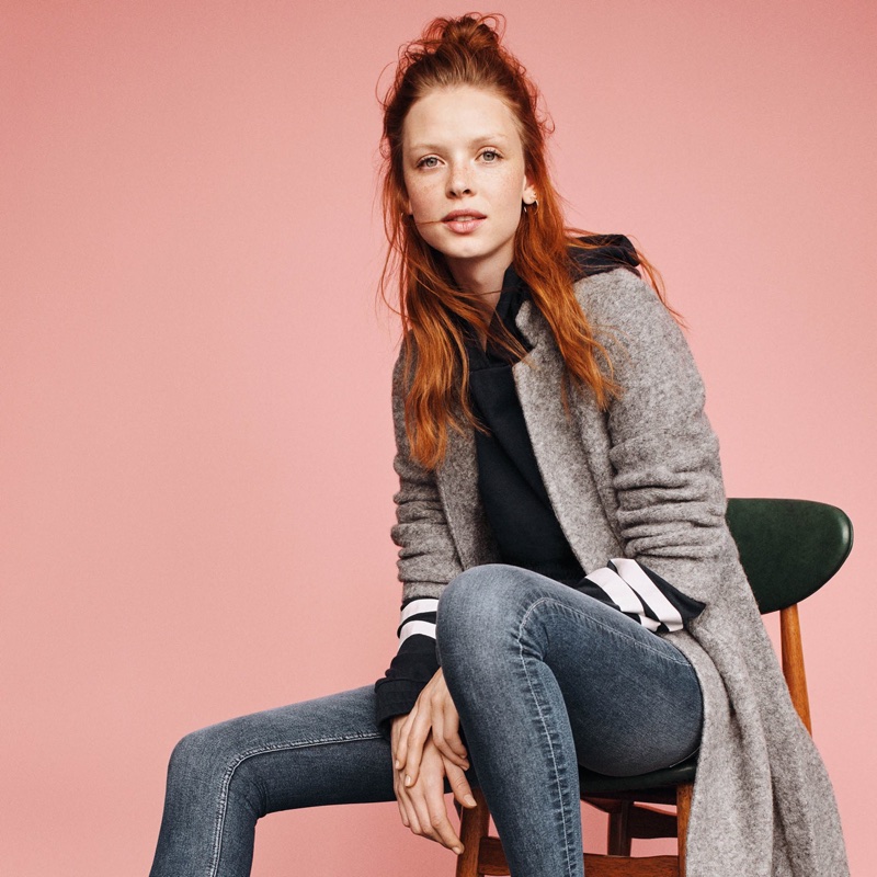 H&M Wool-Blend Coat, Short Hooded Sweatshirt and Super Skinny Regular Jeans