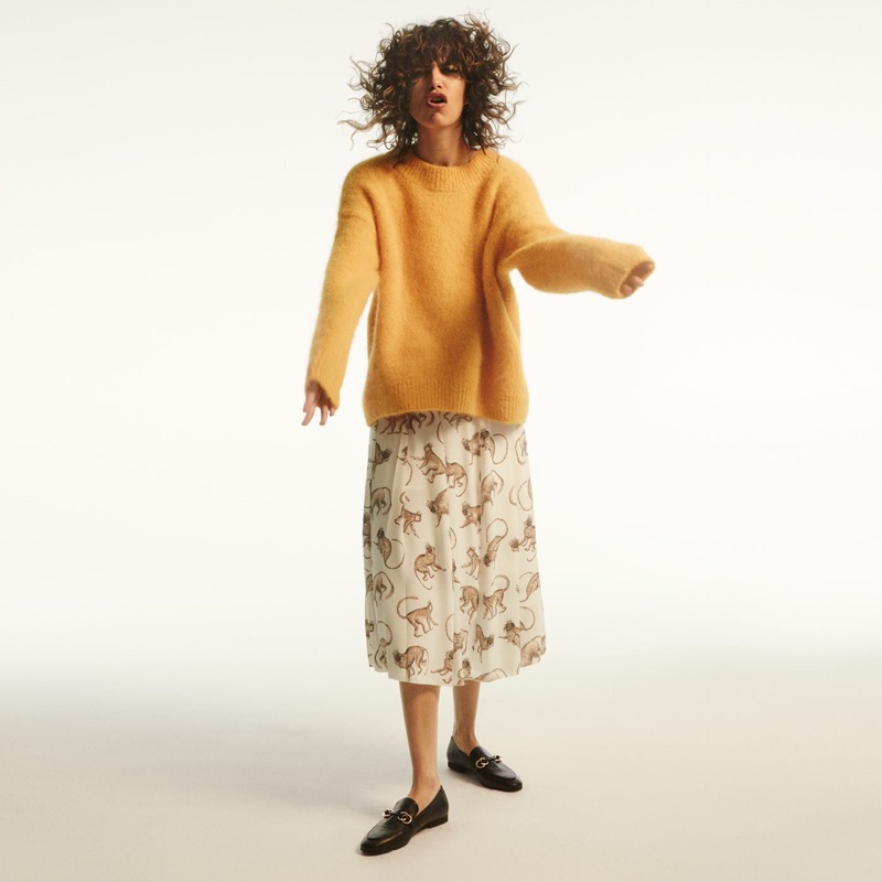 H&M Wool-Blend Sweater and Patterned Skirt