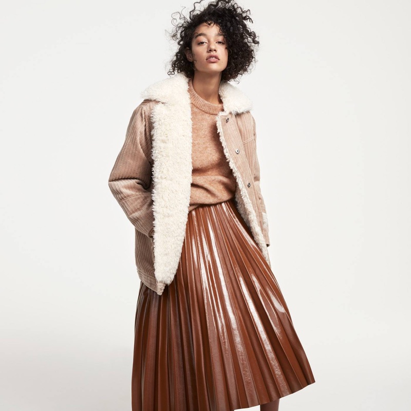 leather pleated skirt h&m