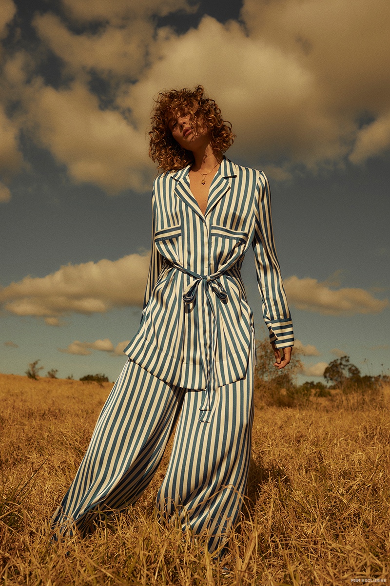 By Malene Birger Top and Pants available at Christensen Copenhagen Boutique, Au Revoir Les Filles Necklace, Lily and Mitchell Earrings