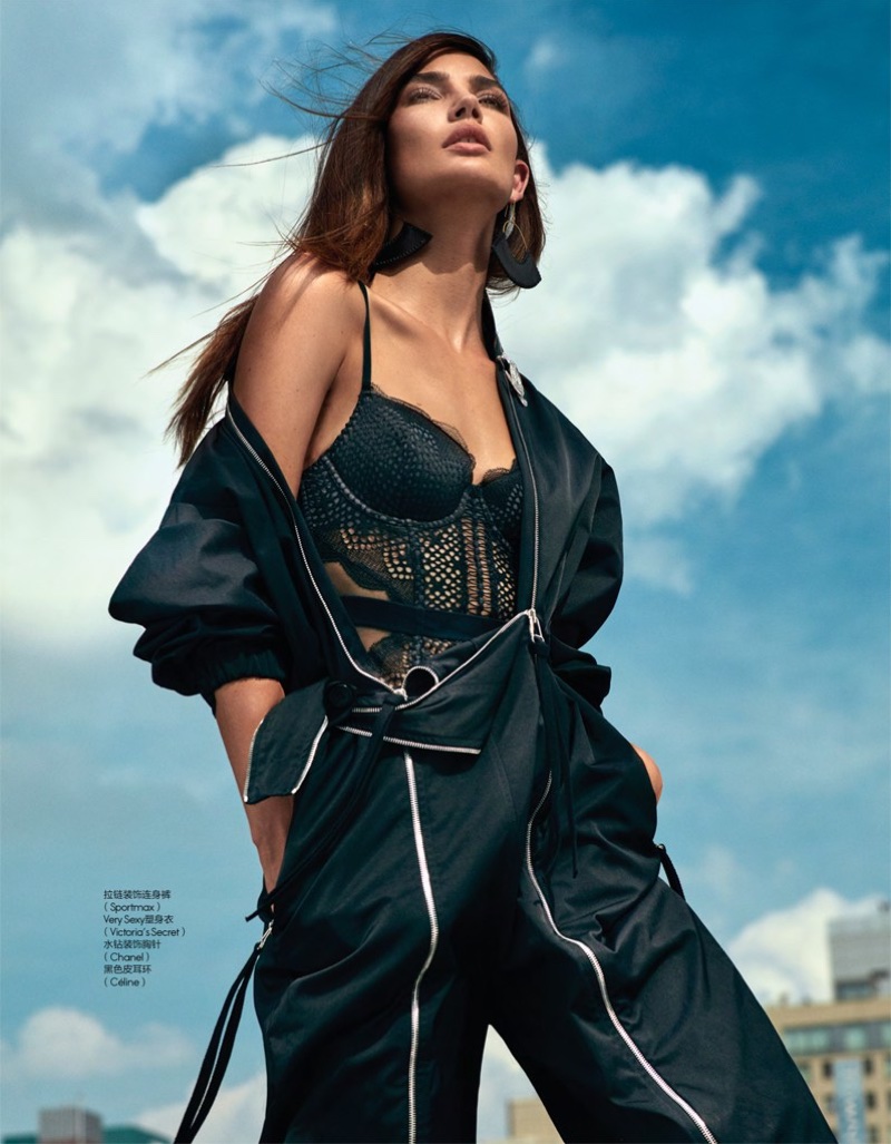 Lily Aldridge Models Lingerie Inspired Styles for ELLE China