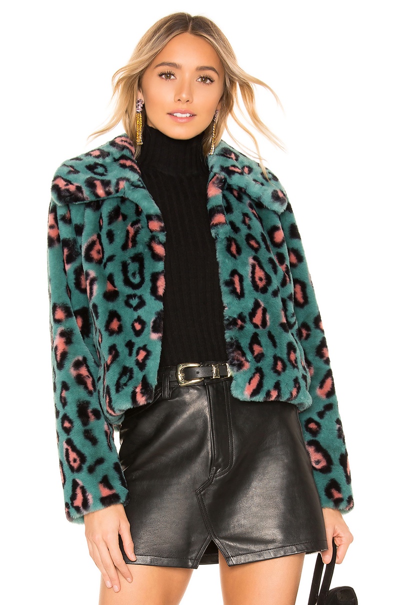 Majorelle Ryder Jacket in Teal Leopard $258