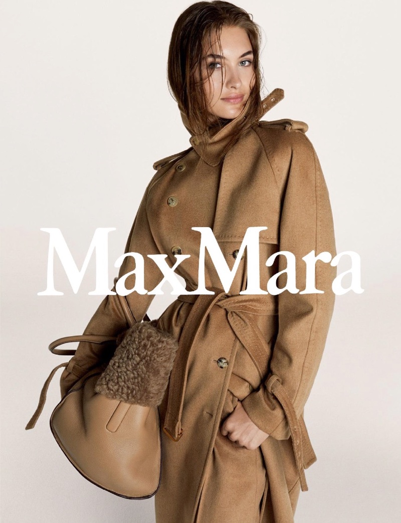 Wearing a camel coat, Grace Elizabeth stars in Max Mara's fall-winter 2017 campaign