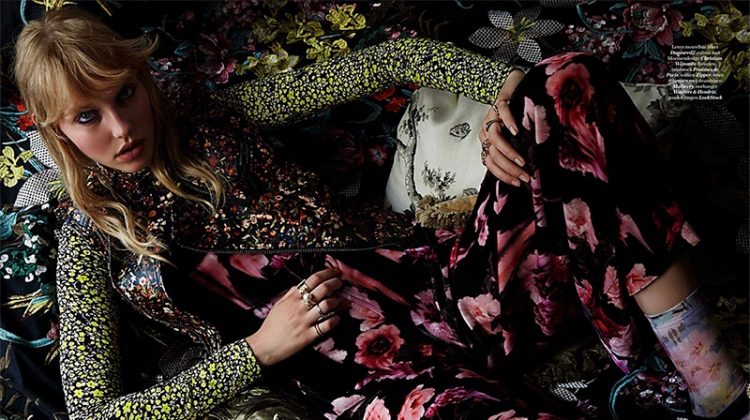 Merel van Mierlo Models Floral Fashions in ELLE Netherlands