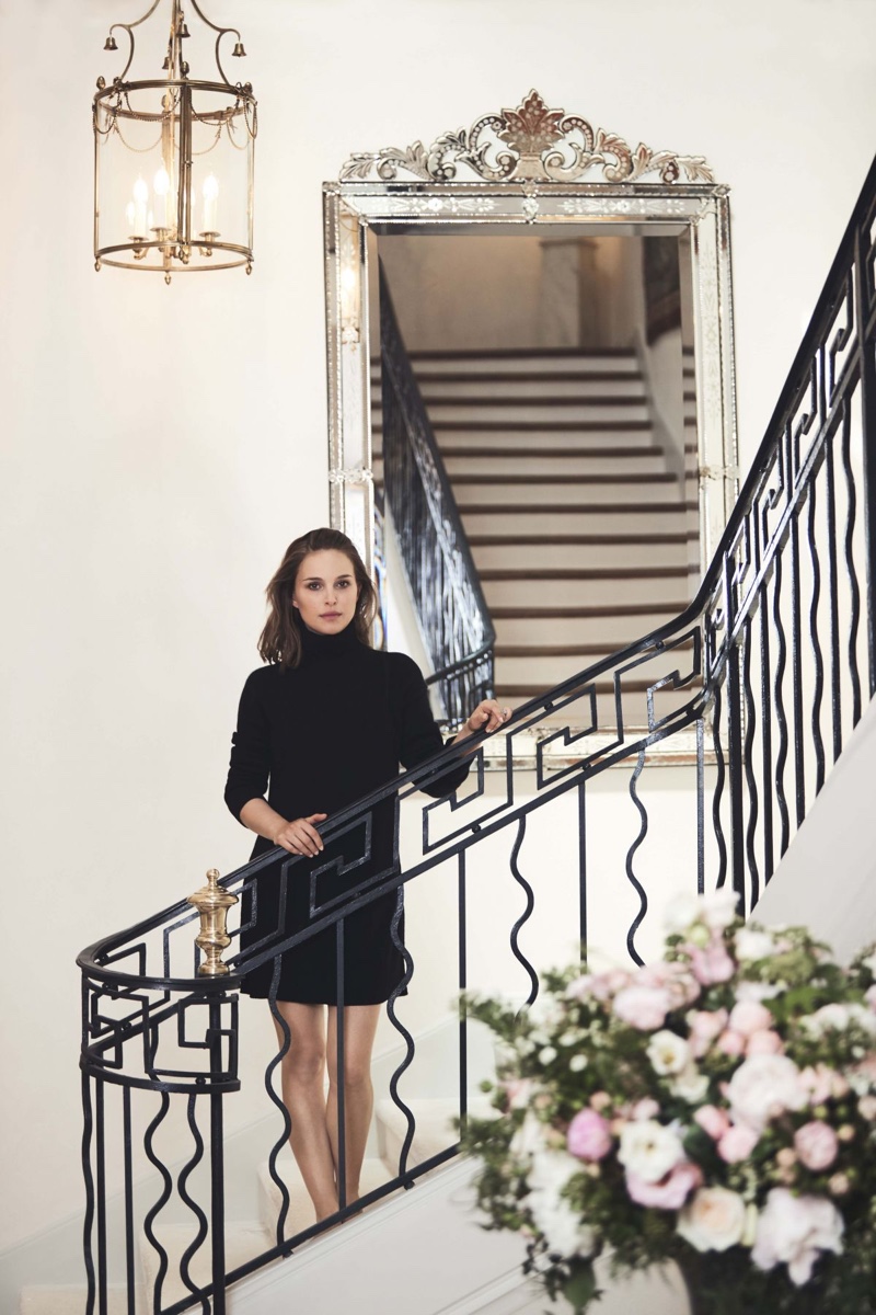 Actress Natalie Portman poses in turtleneck sweater