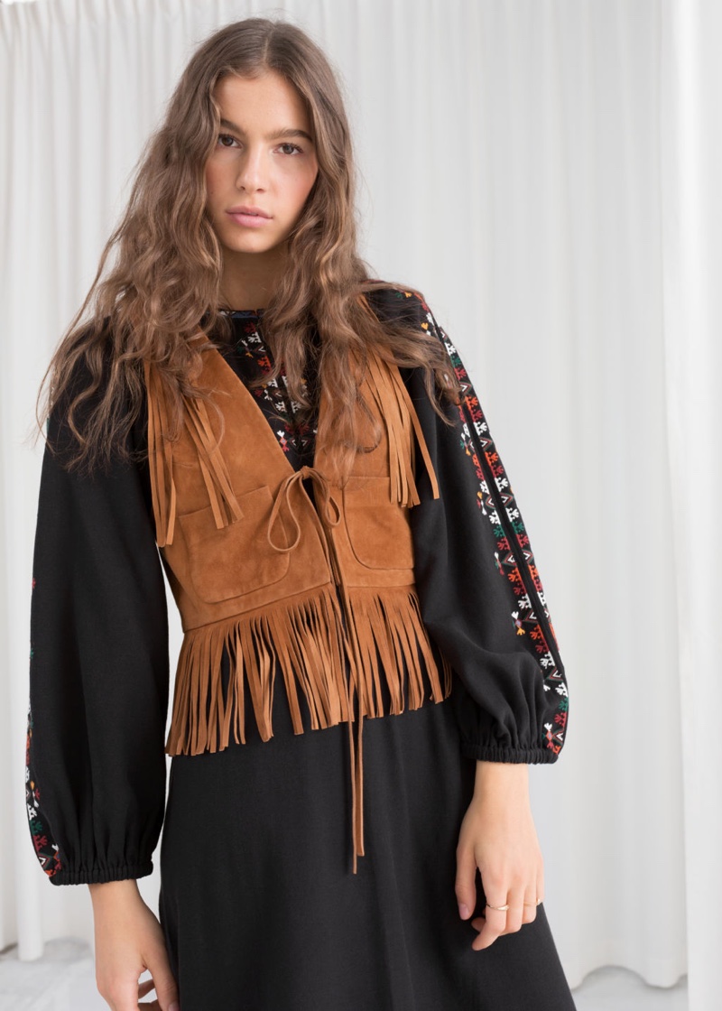 & Other Stories Suede Fringe Vest $149