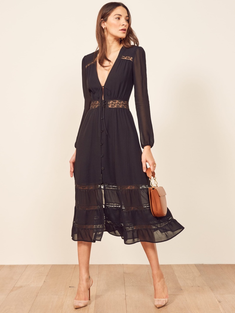 Reformation Imogen Dress in Black $278
