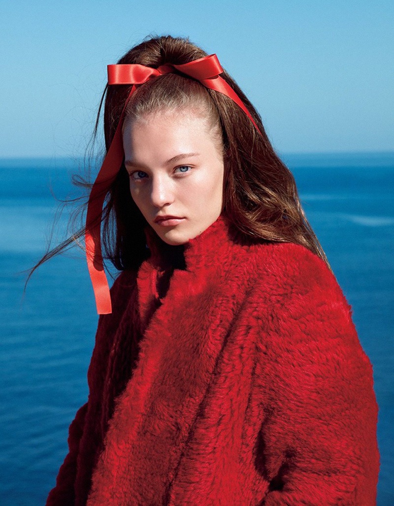 Agnes Akerlund Poses in All-Red Fashions for Vogue Japan