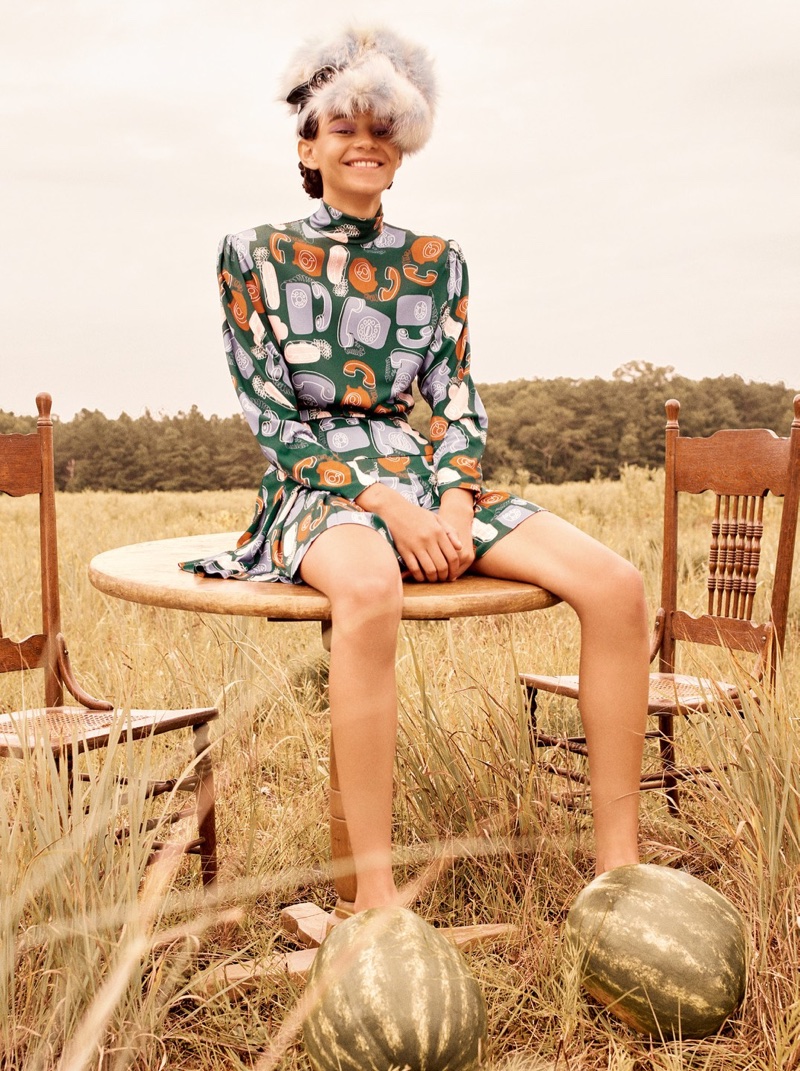 Binx Walton Poses Outdoors in Miu Miu Fashions for W Korea