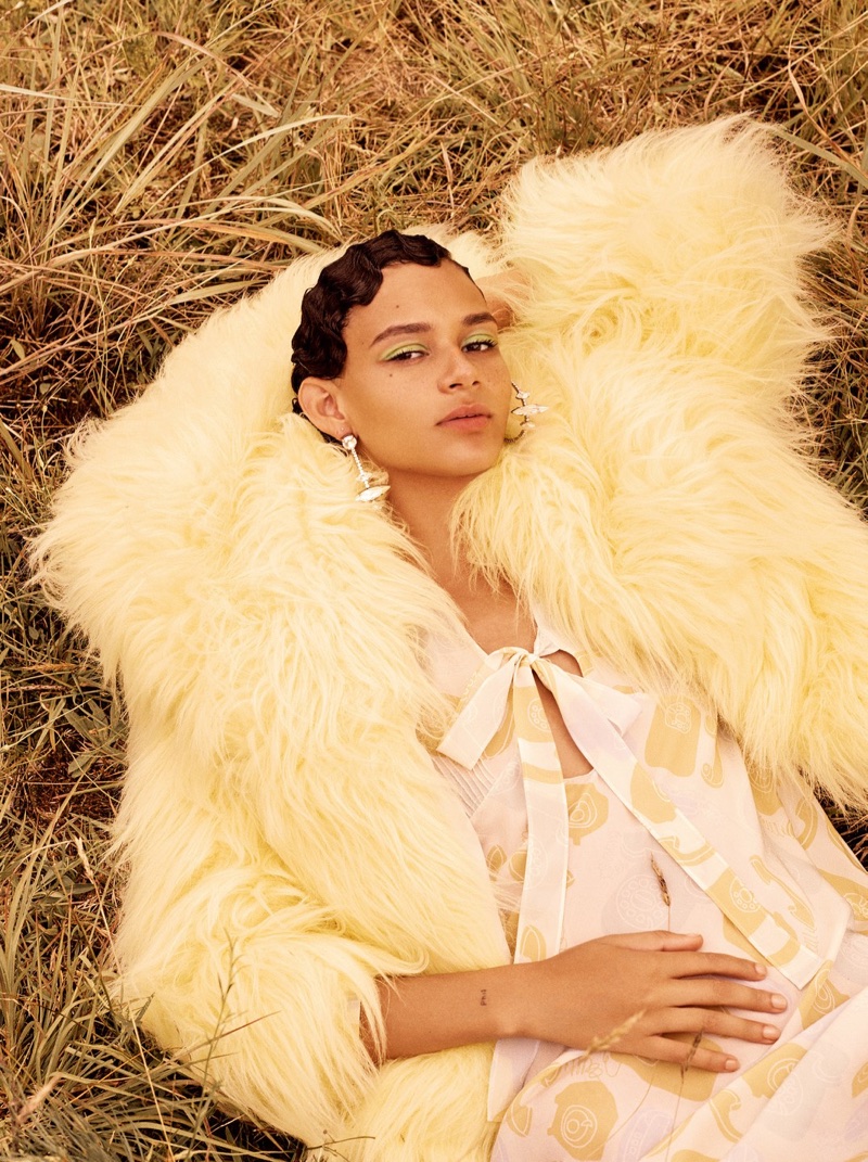 Binx Walton Poses Outdoors in Miu Miu Fashions for W Korea