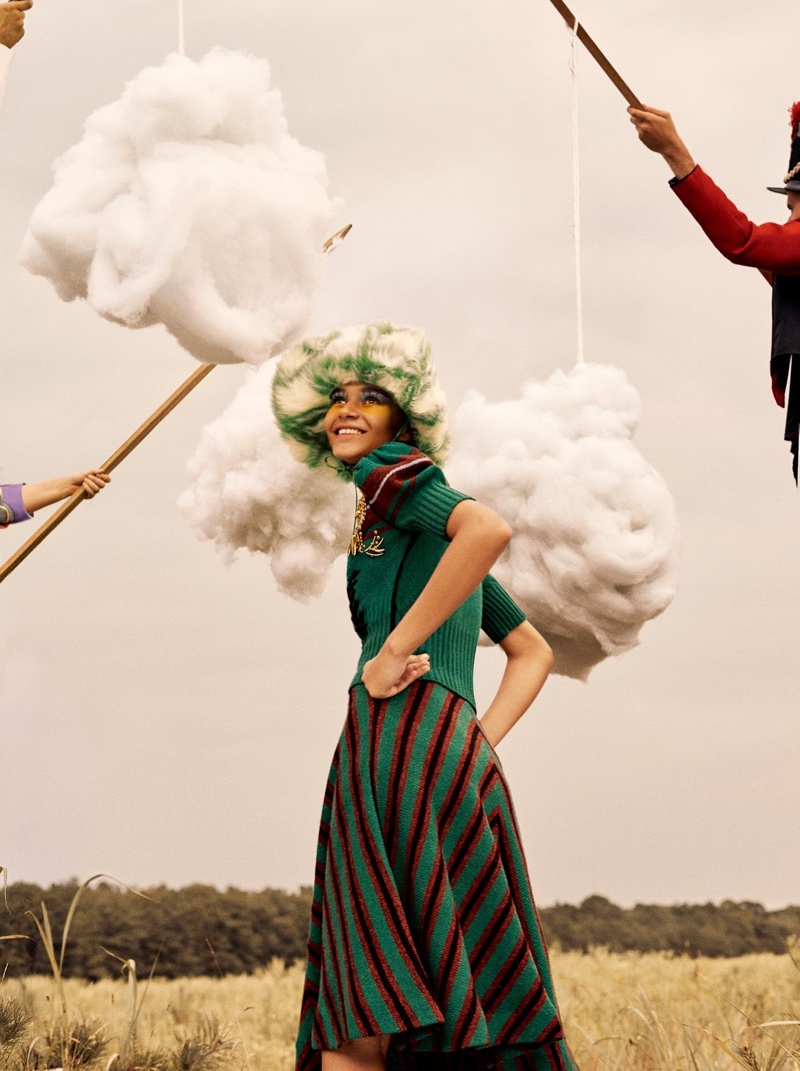 Binx Walton Poses Outdoors in Miu Miu Fashions for W Korea
