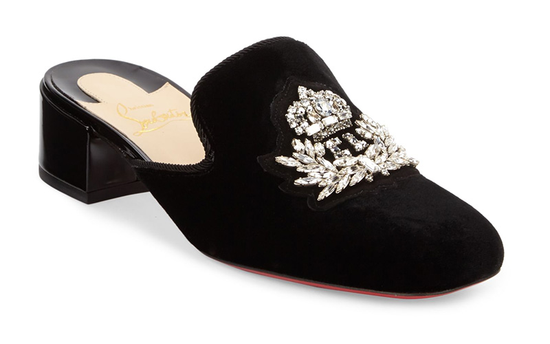 Christian Louboutin Evening Sun 35 Embroidered Velvet Mules $1,095