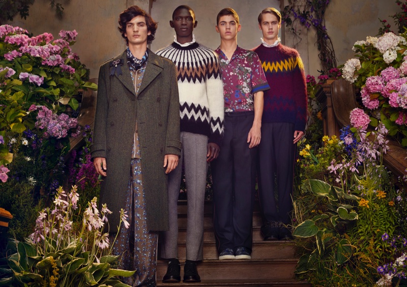 An image from ERDEM x H&M's advertising campaign featuring menswear