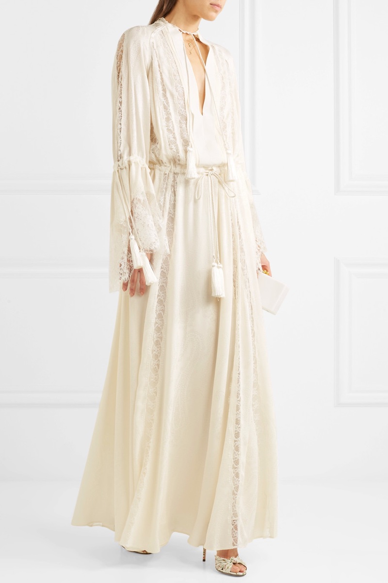 Etro Lace-Paneled Silk-Jacquard Gown $7,490