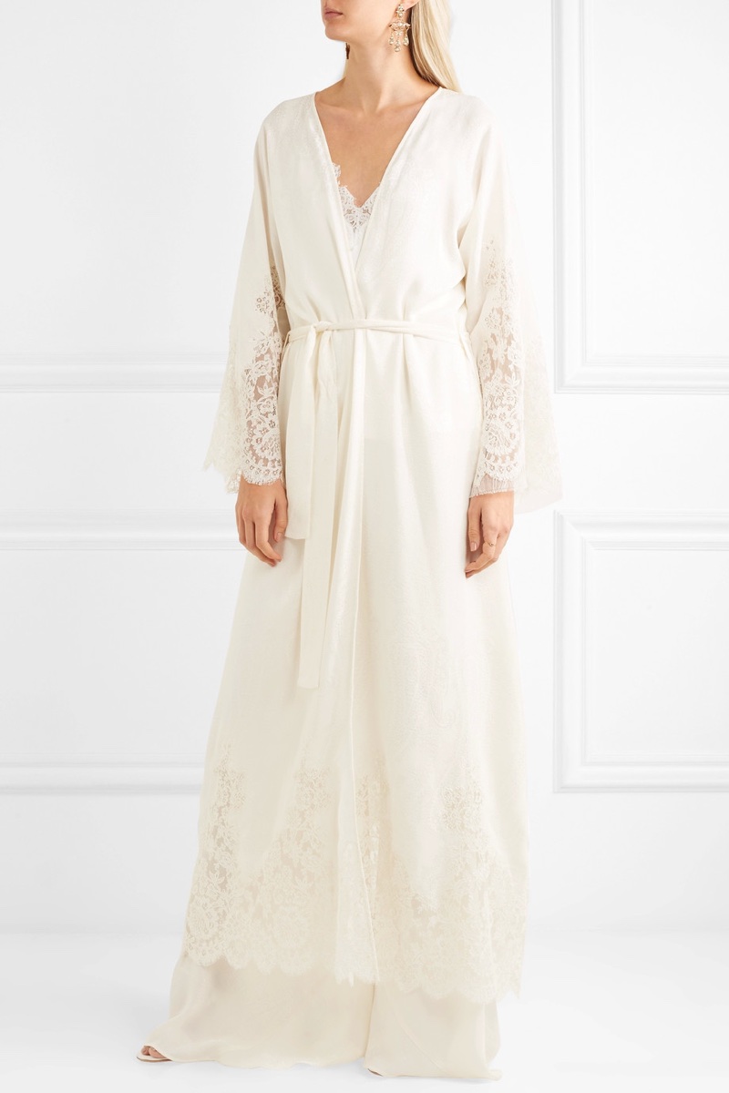 Etro Lace-Paneled Silk-Jacquard Robe $9,740