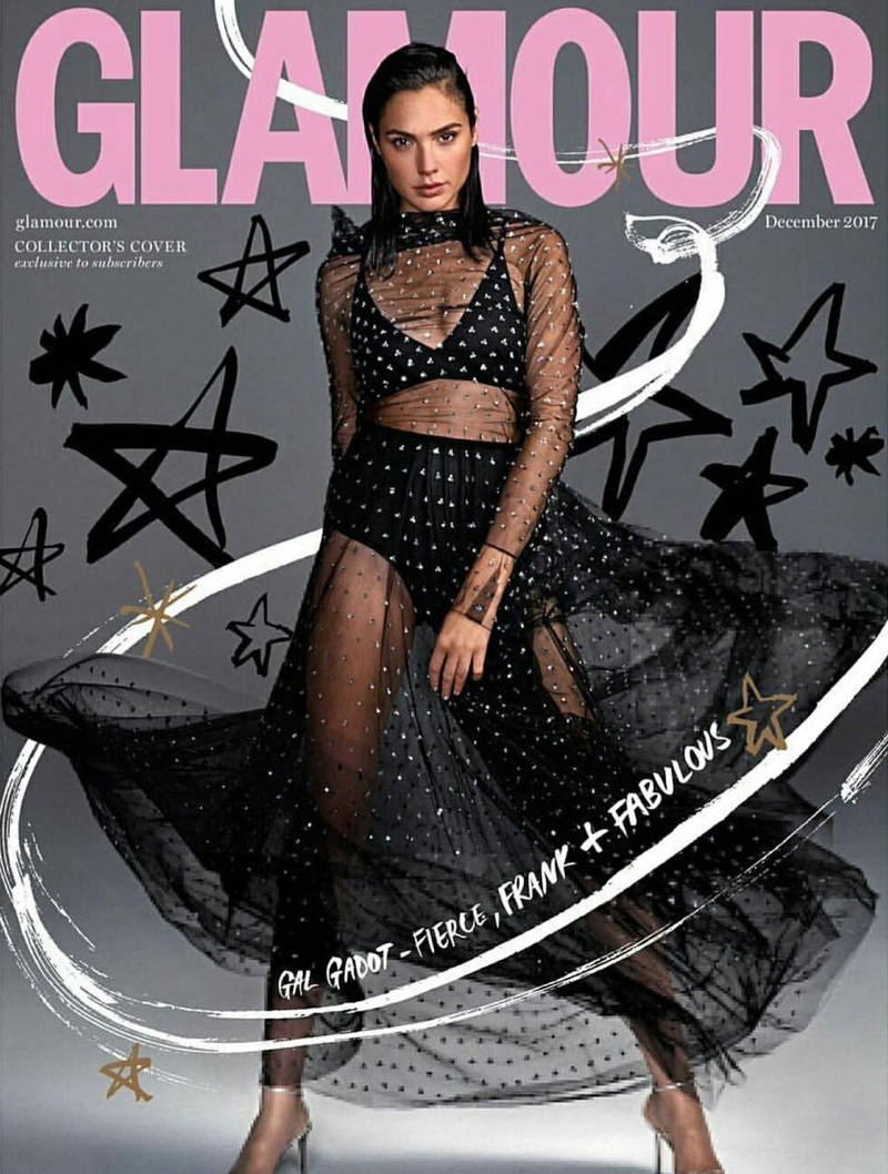 Actress Gal Gadot wears Glamour UK December 2017 Cover