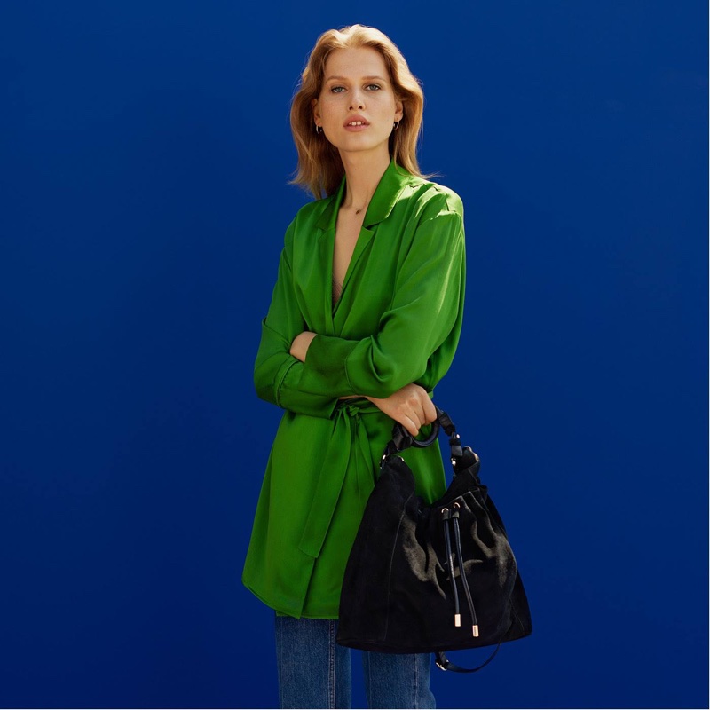 H&M Silk Jacket and Suede Handbag