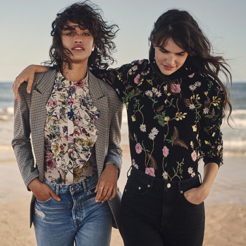 (Left) H&M Plumeti Blouse and Vintage High Cropped Jeans (Right) H&M Embroidered Top and Slim-Fit Pants High Waist