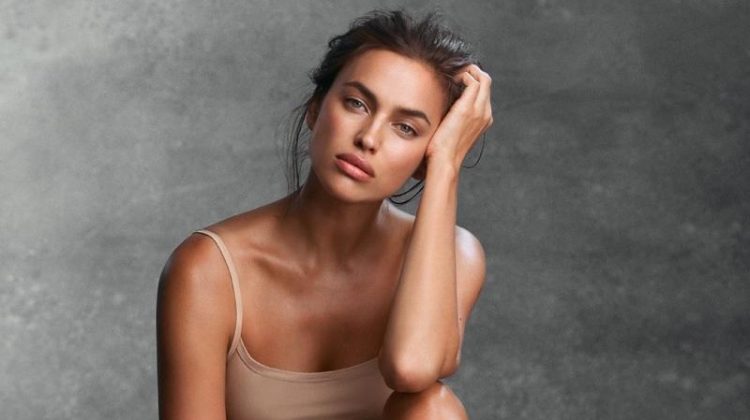 Irina Shayk wears Intimissimi tan bodysuit