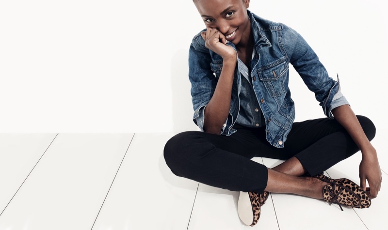 J. Crew Denim Jacket in Newton Wash, Selvedge Chambray Shirt, Martie Slim Crop Pant Two-Way Stretch Cotton and Academy Loafers in Calf Hair