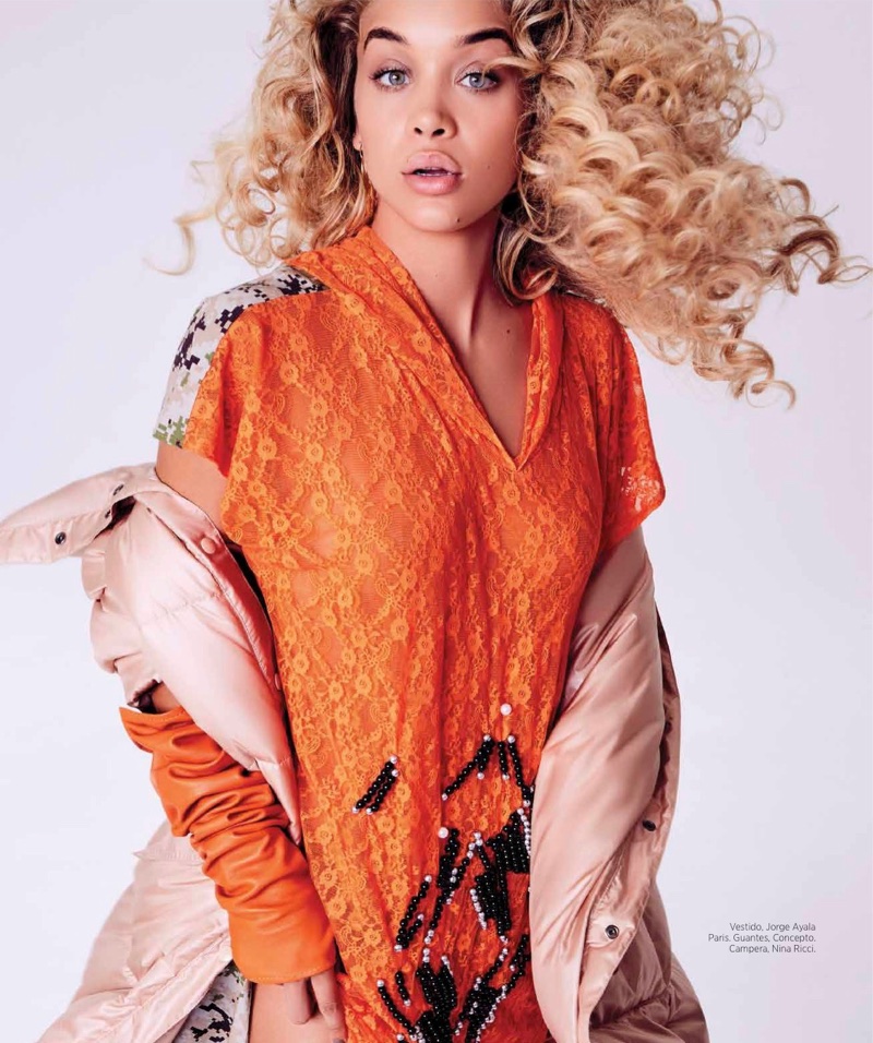 Jasmine Sanders Models Vibrant Styles for Harper's Bazaar 