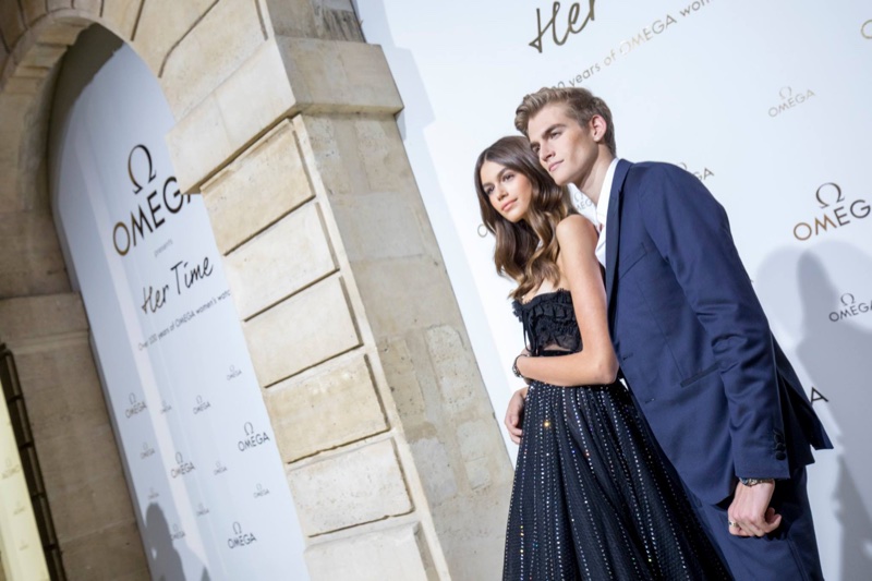 Kaia and Presley Gerber at OMEGA 'Her Time' exhibition. Photo: OMEGA