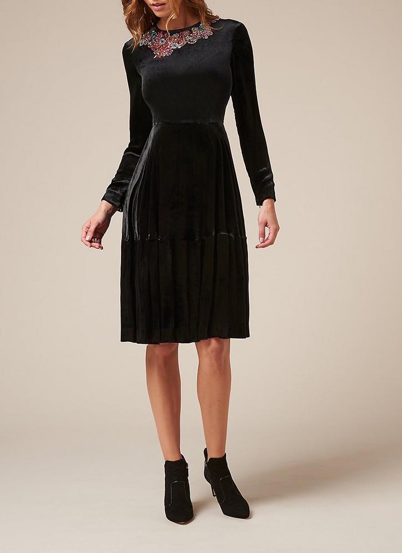 L.K. Bennett x Preen Patti Velvet Embroidered Dress $825