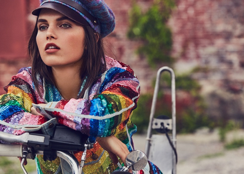 Lily Stewart Models Cool Moto Jackets for Harper's Bazaar Turkey