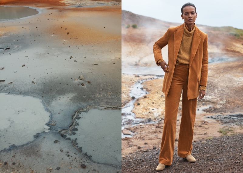 Suiting up, Liya Kebede poses in orange suit for Mango Committed’s fall-winter 2017 campaign