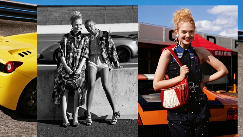 Elle Fanning and Slick Woods appear in Miu Miu’s resort 2018 campaign