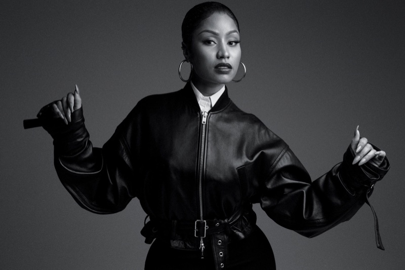 Nicki Minaj poses in leather 3.1 Phillip Lim jacket