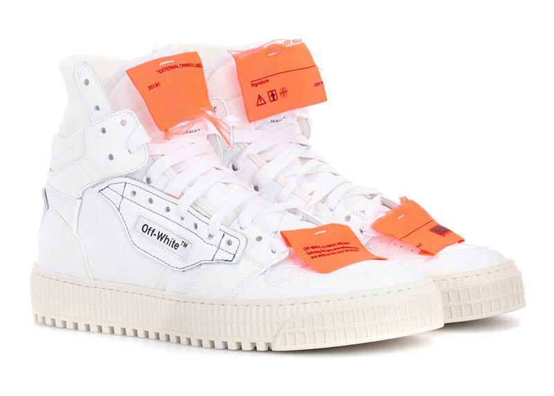 Off-White Leather Sneakers in White / Orange $646