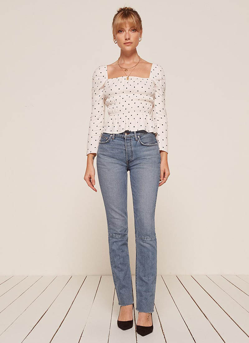 Reformation Brooke High Straight Jean in Aegean $128