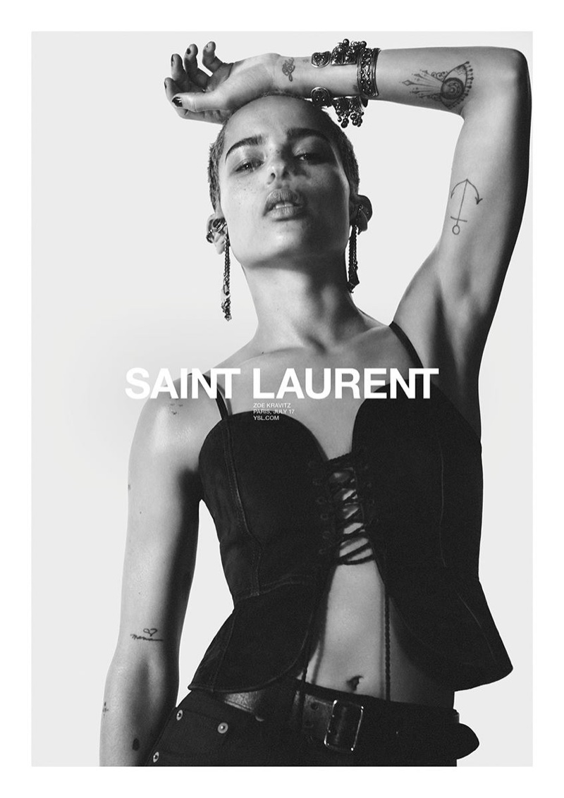 Zoe Kravitz appears in Saint Laurent's spring 2018 campaign