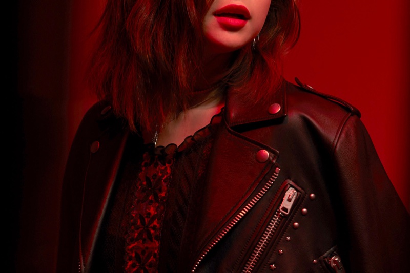 Selena Gomez wears leather jacket behind-the-scenes at Coach holiday campaign