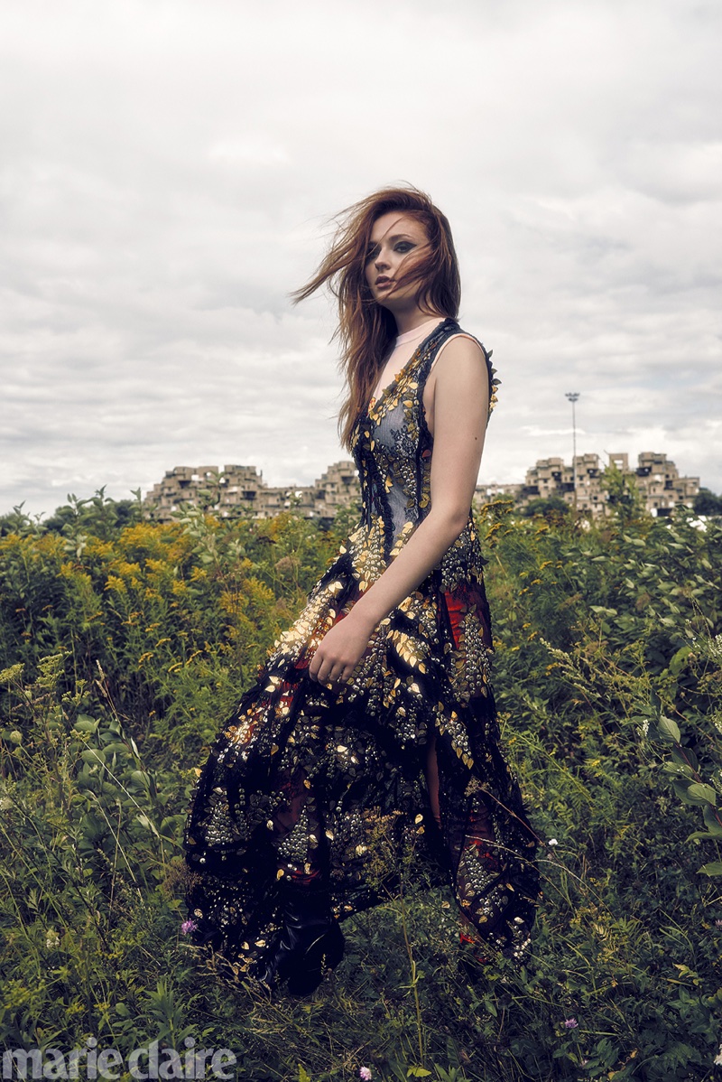 Sophie Turner wears embroidered gown from Louis Vuitton