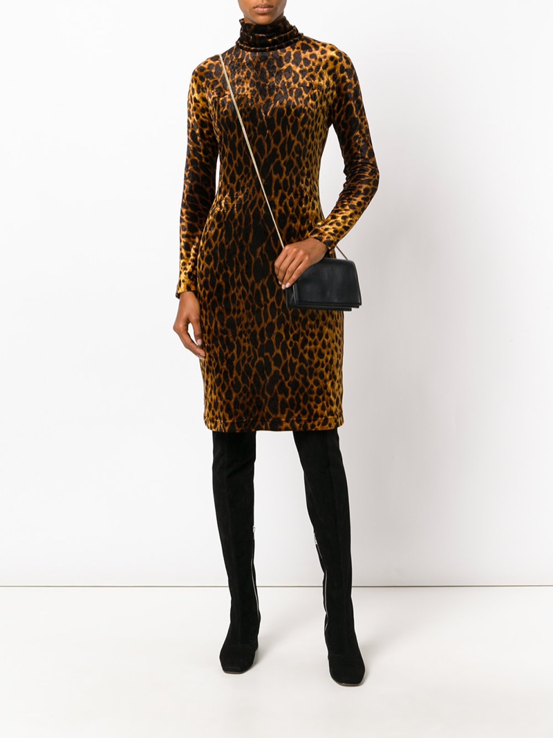 Versace Vintage Animal Printed Velvet Dress $2,134