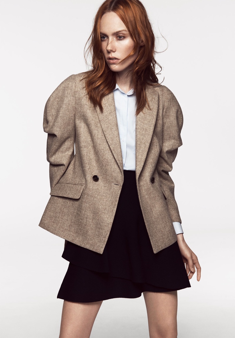 Zara Wool Blazer with Full Sleeves and Poplin Shirt