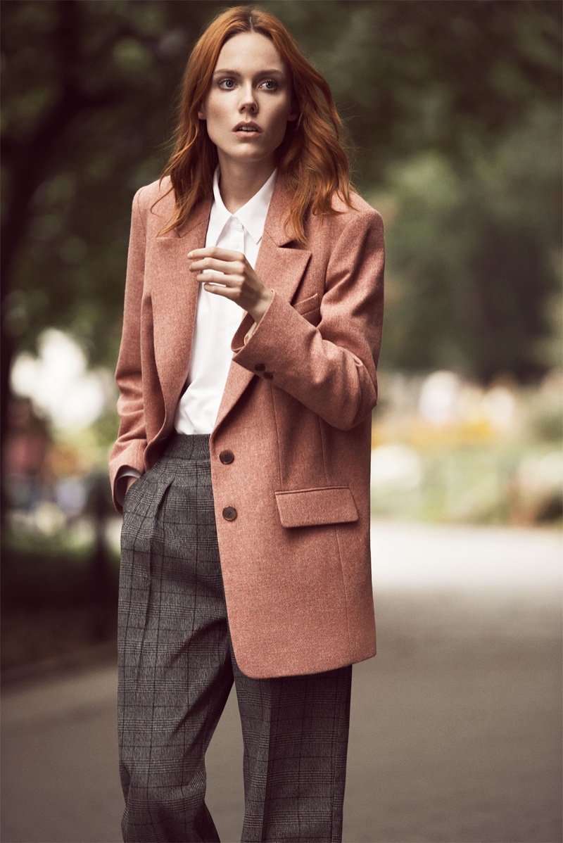 Zara Pink Marl Jacket, Poplin Shirt and Checked Flannel Trousers