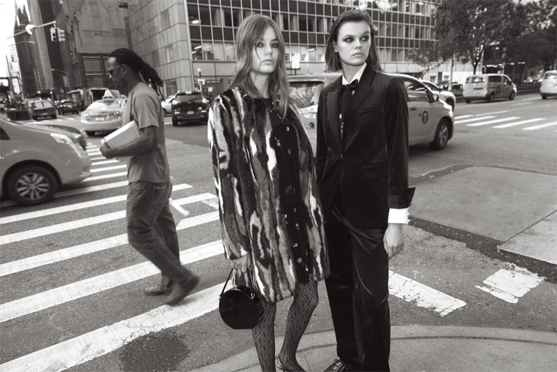 Cara Taylor and Myrthe Bolt pose in Zara’s Mid-Town Warm Up lookbook