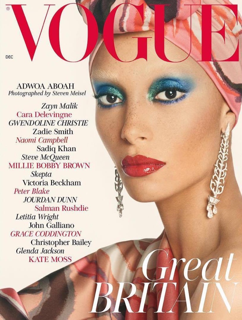 Adwoa Aboah on Vogue UK December 2017 Cover. Photo: Steven Meisel