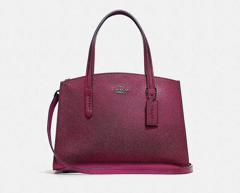 Coach Charlie Carryall 28 Metallic in Berry $275