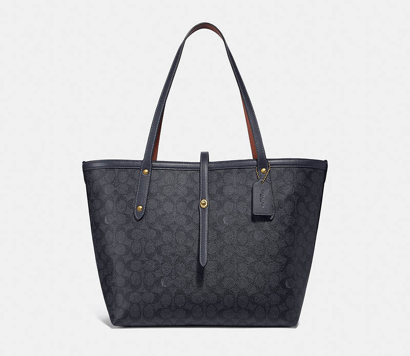 Coach Market Tote in Signature Canvas with Charcoal/Midnight $295