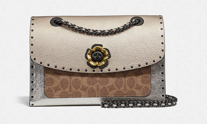 Coach Parker in Signature Canvas in Rivets with Snakeskin Detail $450