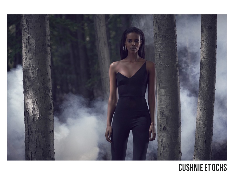 Grace Mahary poses in form-fitting jumpsuit for Cushnie et Ochs' fall-winter 2017 campaign