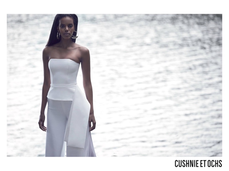 Grace Mahary stuns in white for Cushnie et Ochs' fall-winter 2017 campaign