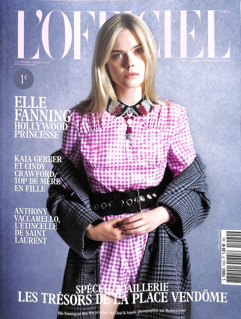 Elle Fanning on L'Officiel Paris December-January 2017.18 Cover