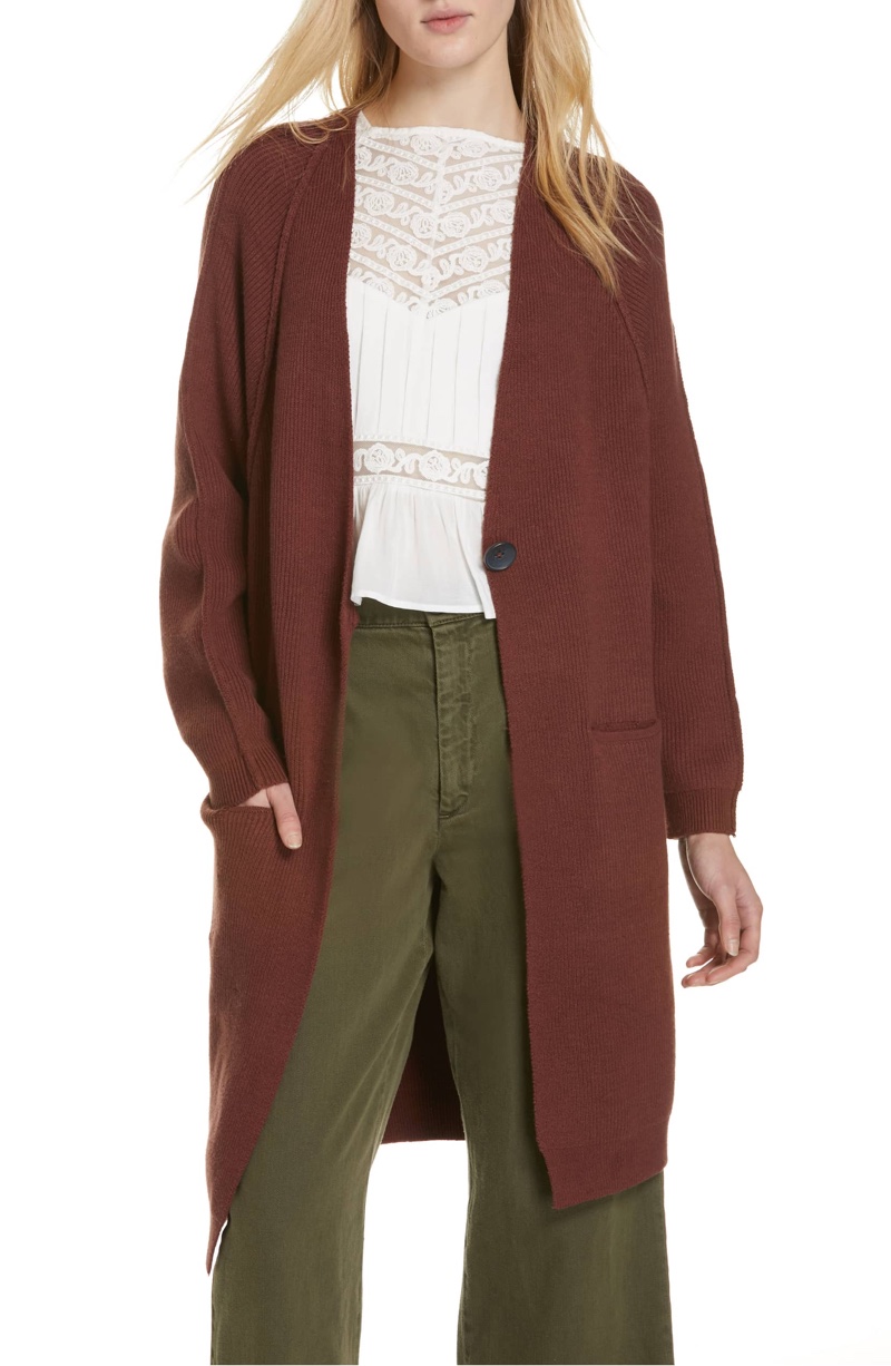 Free People Irreplaceable Cardigan in Plum $128 (previously $148)
