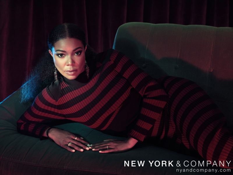 New York & Company x Gabrielle Union Collection Mock-Neck Sweater Dress