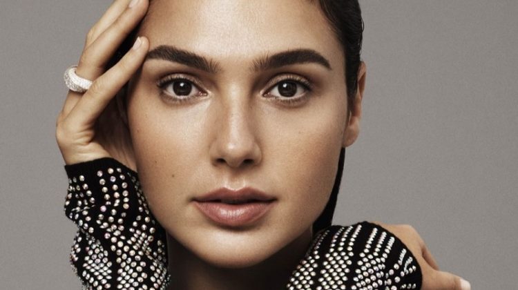 Getting her closeup, Gal Gadot wears Gucci crystal embellished top and Cartier ring